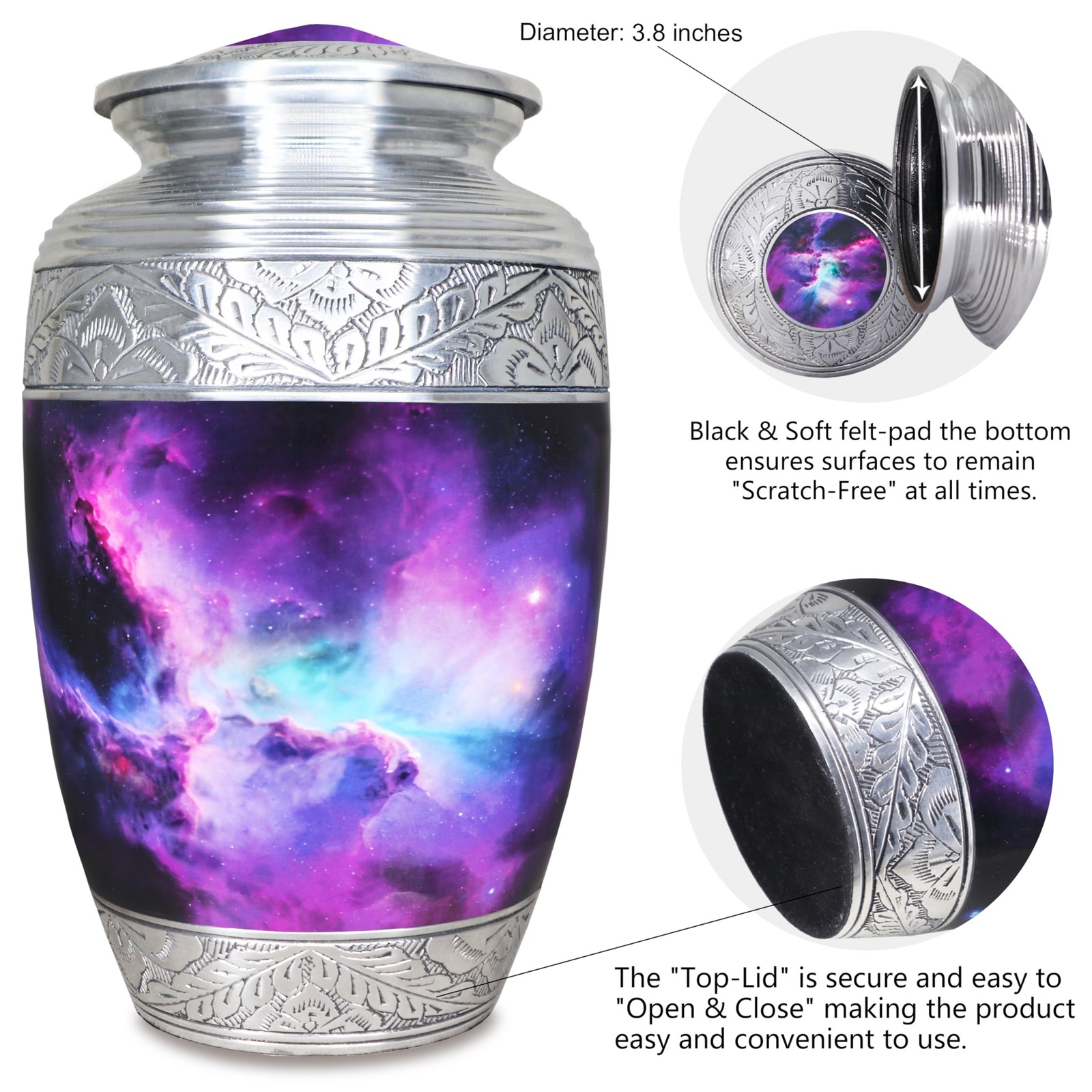M MEILINXU Cremation Urns for Human Ashes Adult Female Large / Adult, Purple