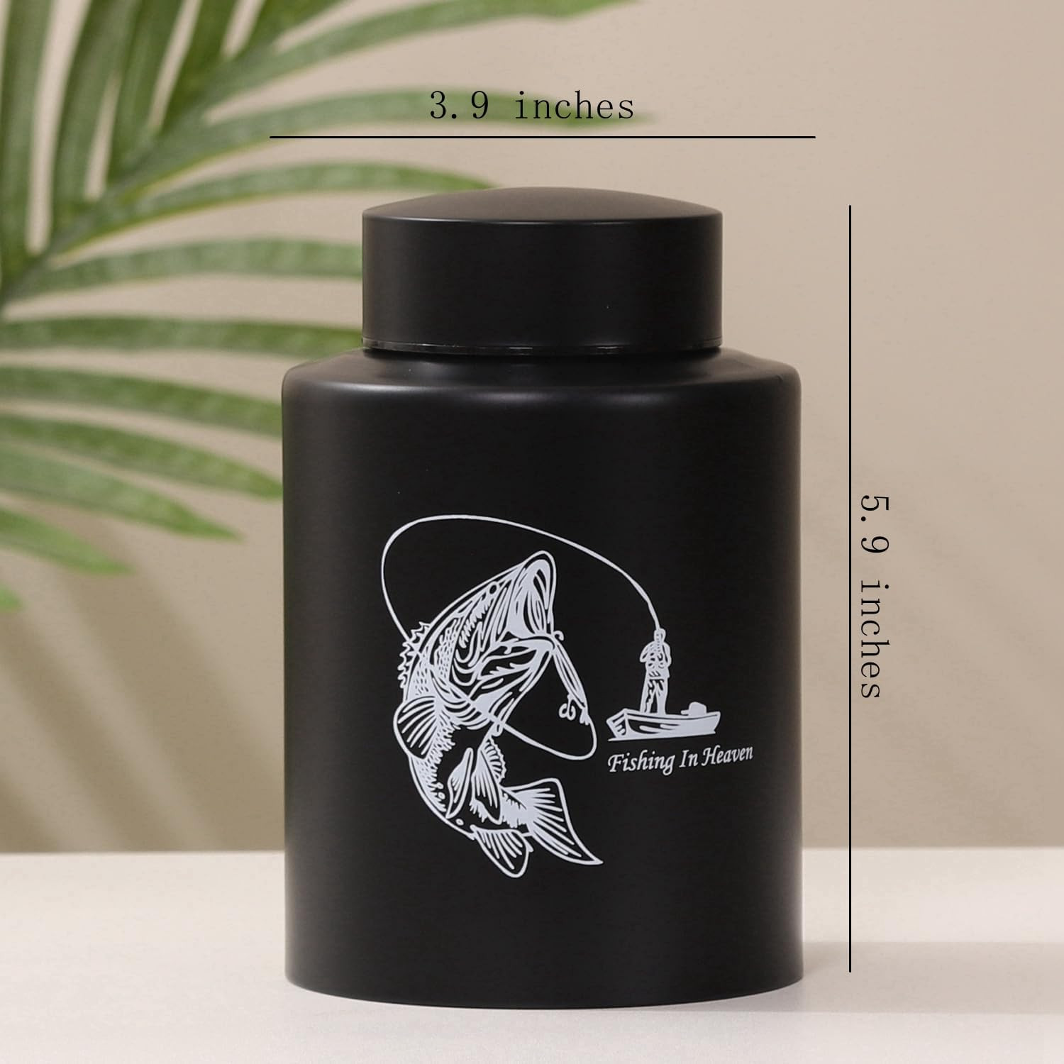 Medium Urns for Human Ashes up to 60 Cubic Inches, Stainless Steel, Black, Flora