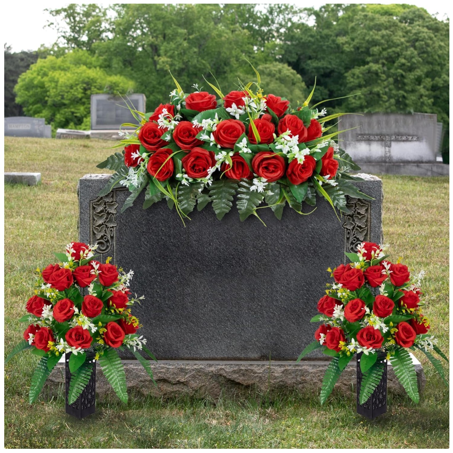 Unique Headstone Flower Arrangement`
