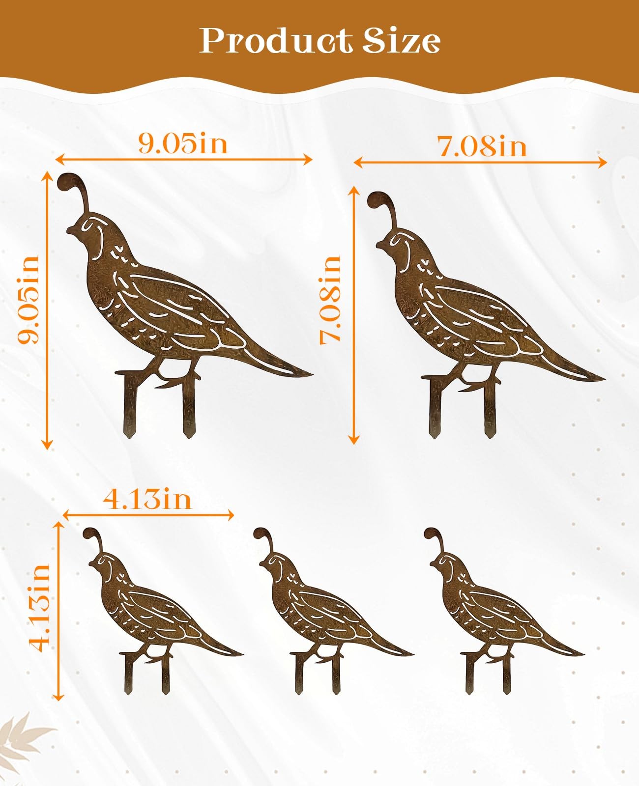 5PCS Metal Quail Yard Art Decor Stakes, Decorative Garden Stakes, Outdoor Cle…