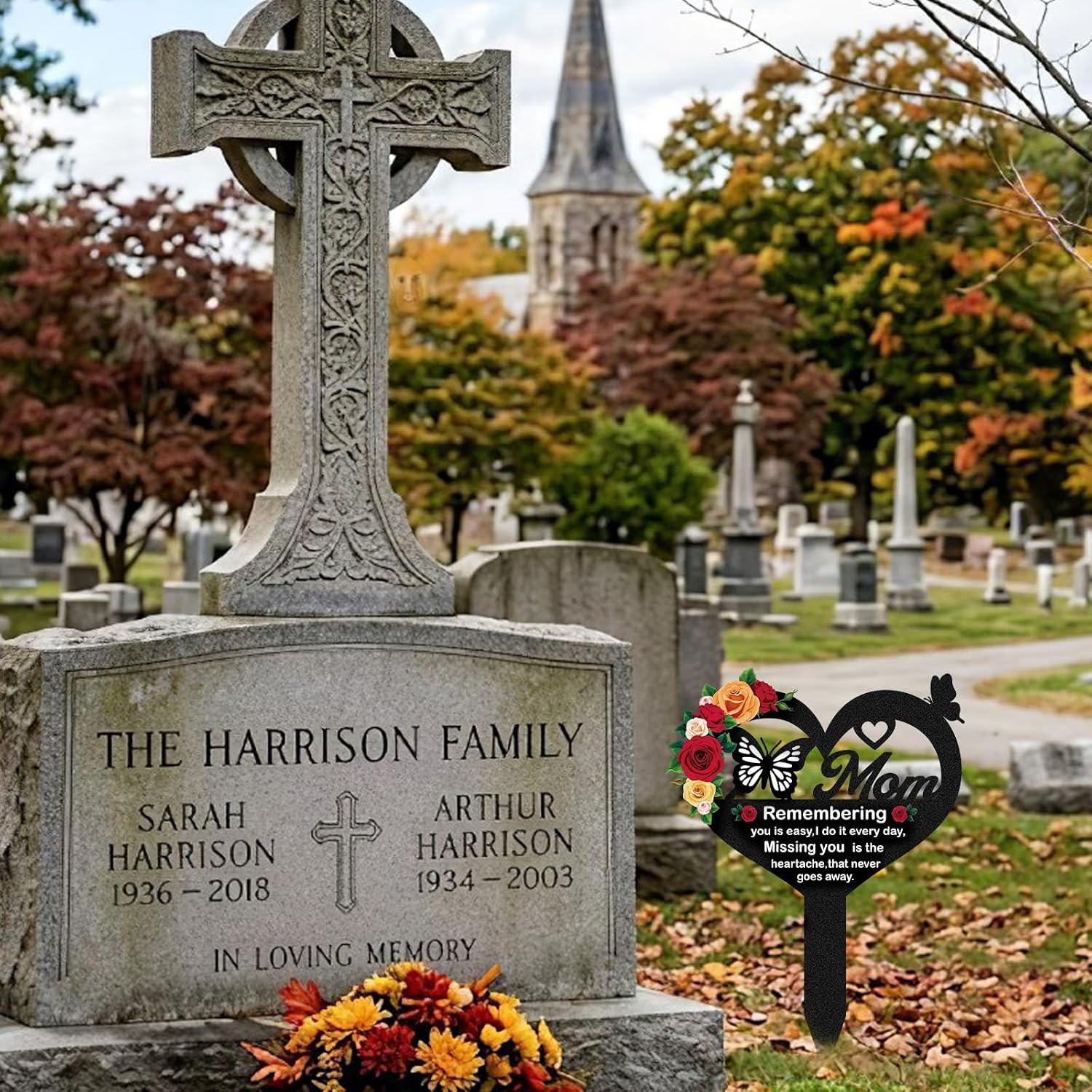 Grave Markers for Cemetery for Humans – Memorial Mom Metal Butterfly Graves Stak