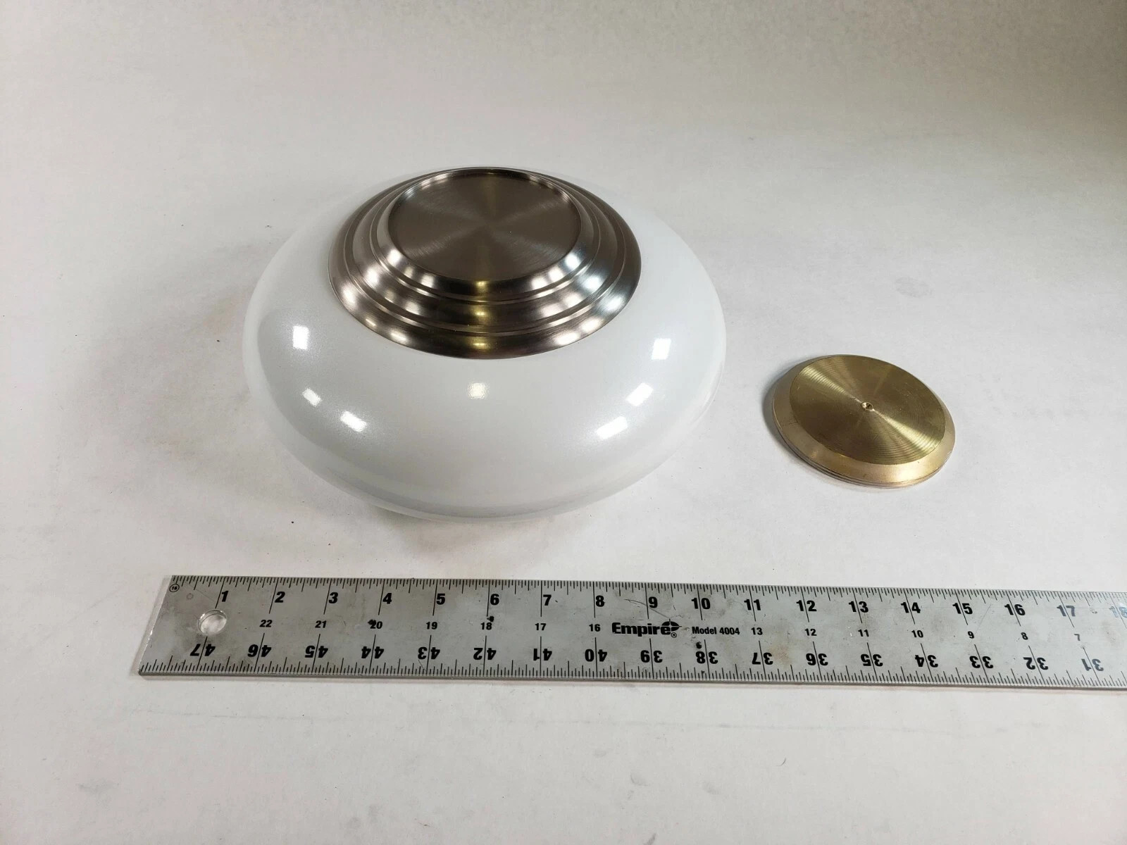 Handcrafted Brass Gem On Top With Polished Accents Ivory Marcelo Miniature Urn