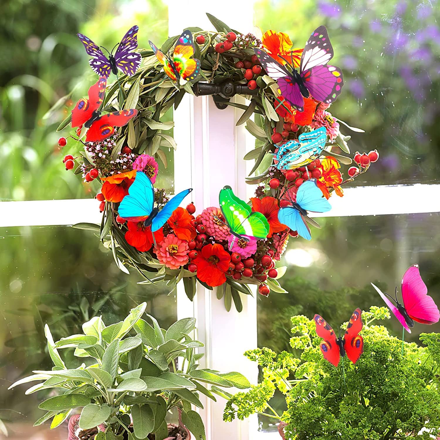 150 Pcs 3D Butterfly Garden Stakes Waterproof Indoor/Outdoor Decor