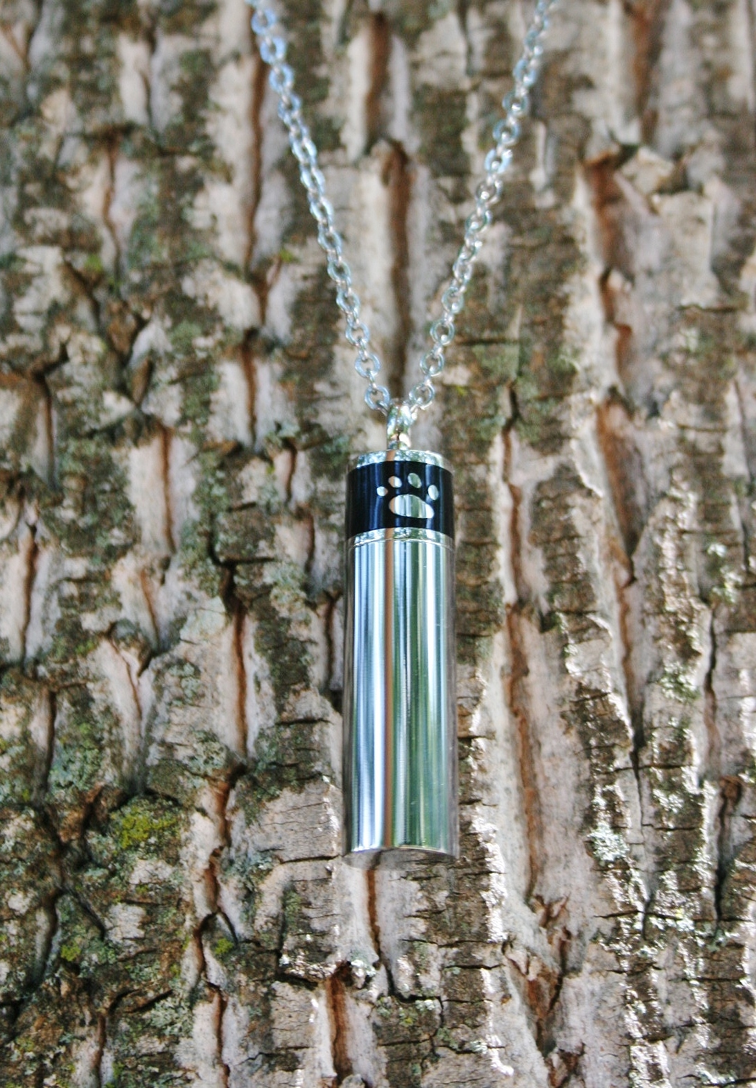 Keyring Urn .5″ Key Chain Men’s Pet Cremation Pendant For Ash Dog Cat Paw Print