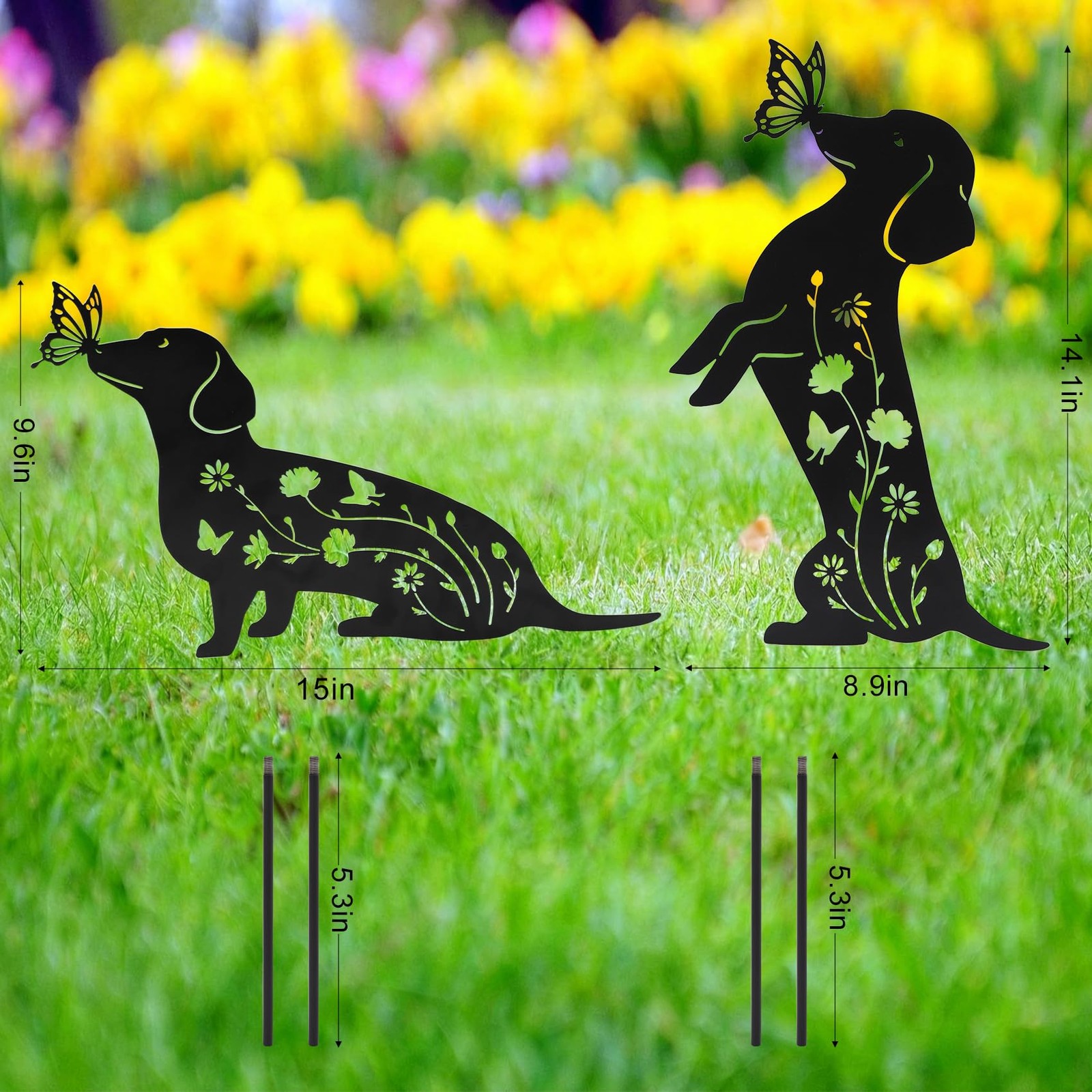 2 Packs Dachshund Garden Decor for Outside, Gardening Dachshund Gifts for /Me…