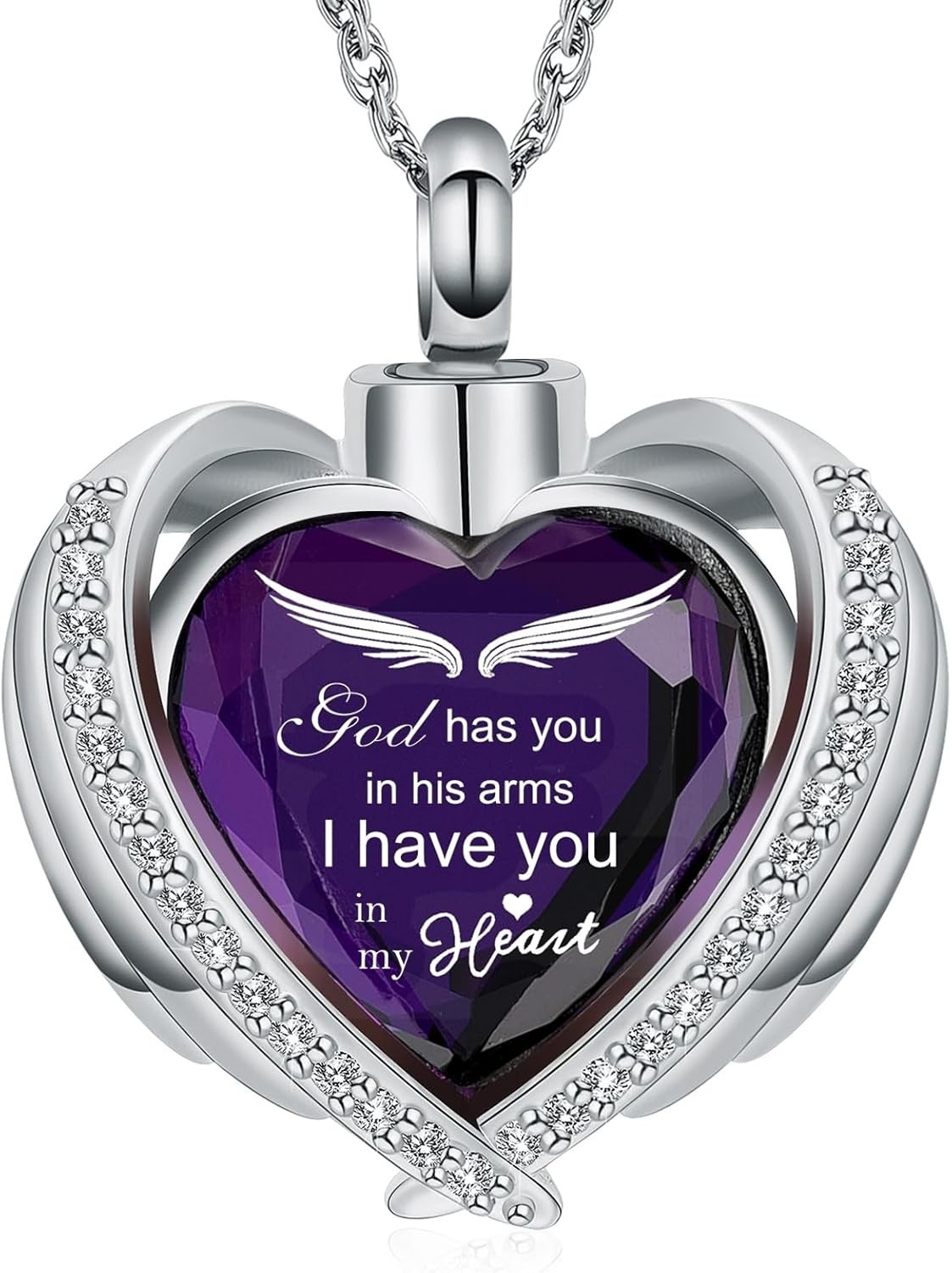 Elegant Angel Wing Heart Urn Necklace for Ashes – Personalized Keepsake Jewelry