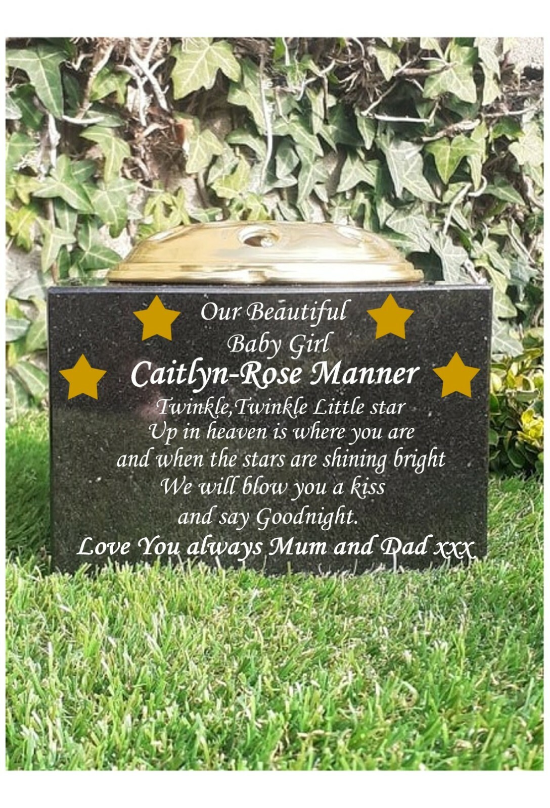 Personalised Granite Memorial Vase Grave Pot Flower Holder Cemetery Grave Vase