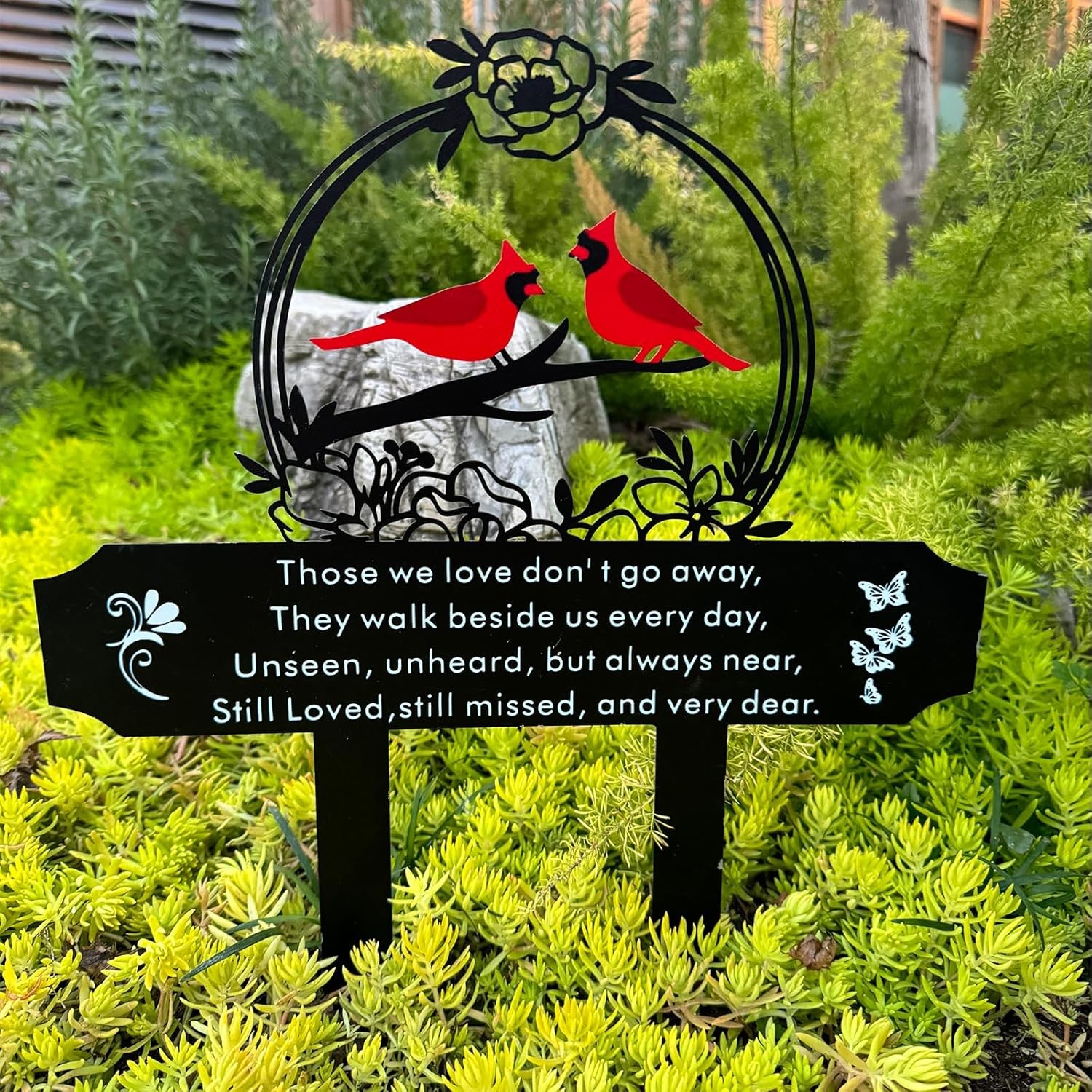 Metal Cardinal Memorial Grave Stake Cemetery Decorations Loss of Loved One Gift