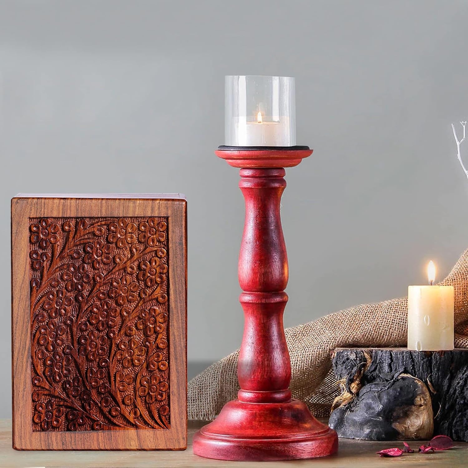 Versatile Brown Wooden Ashes Box for Infant & Pet – Elegant Sliding Urn 5x3x2.25
