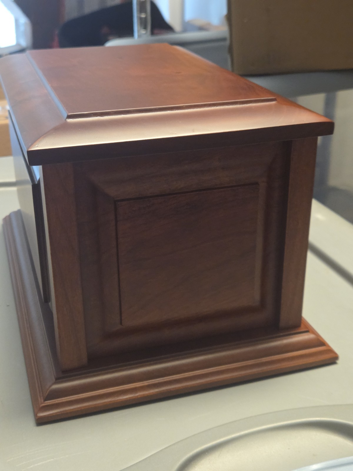New Handcrafted Solid Cherry Wood Funeral Cremation Urn Box For Human Ashes