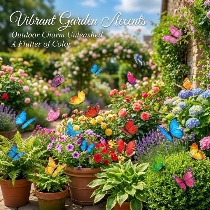 50PCS Butterfly Decorations for Bouquets, Gardens, Pots, and Parties