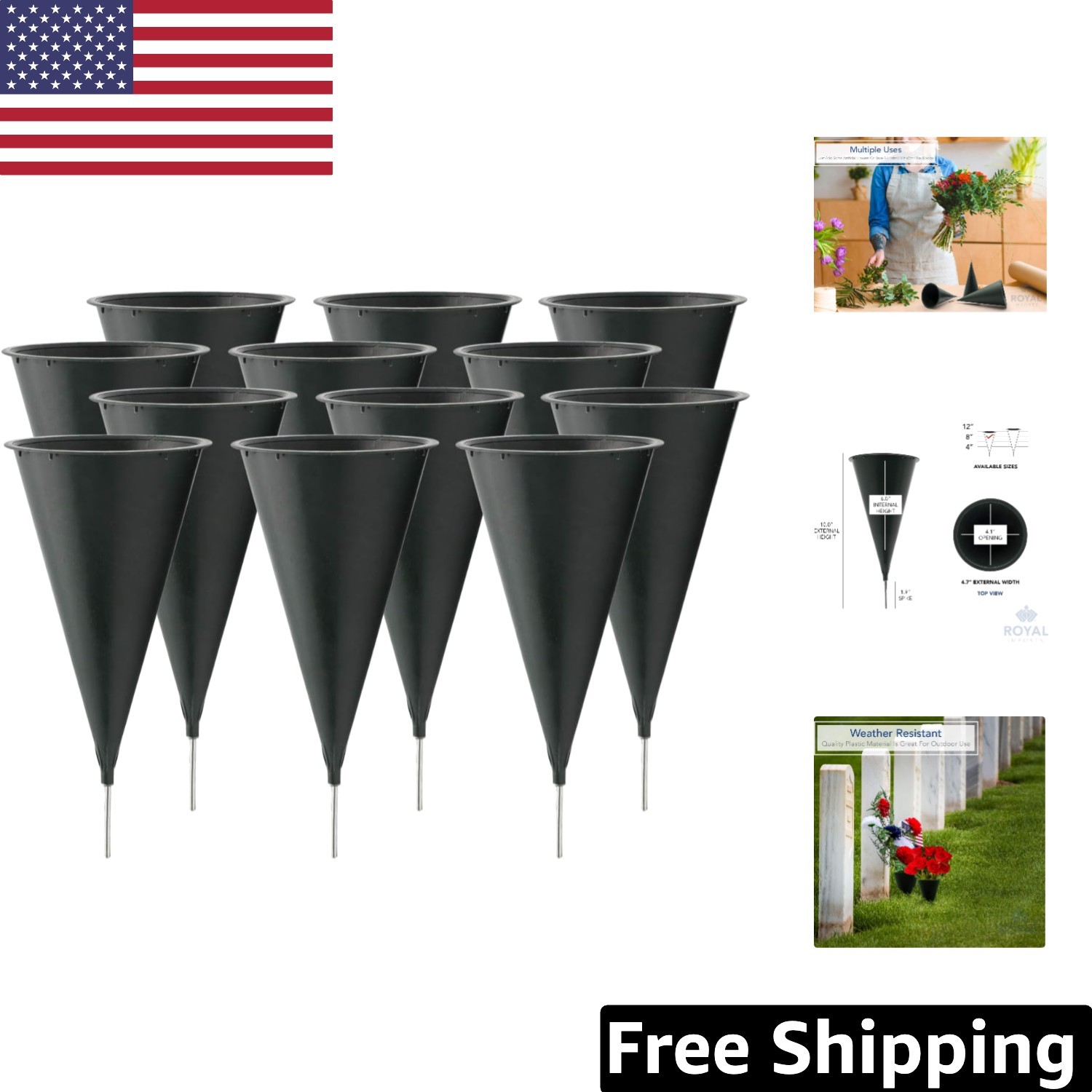 Durable Outdoor Cemetery Vases with Spikes – Perfect for Floral Arrangements