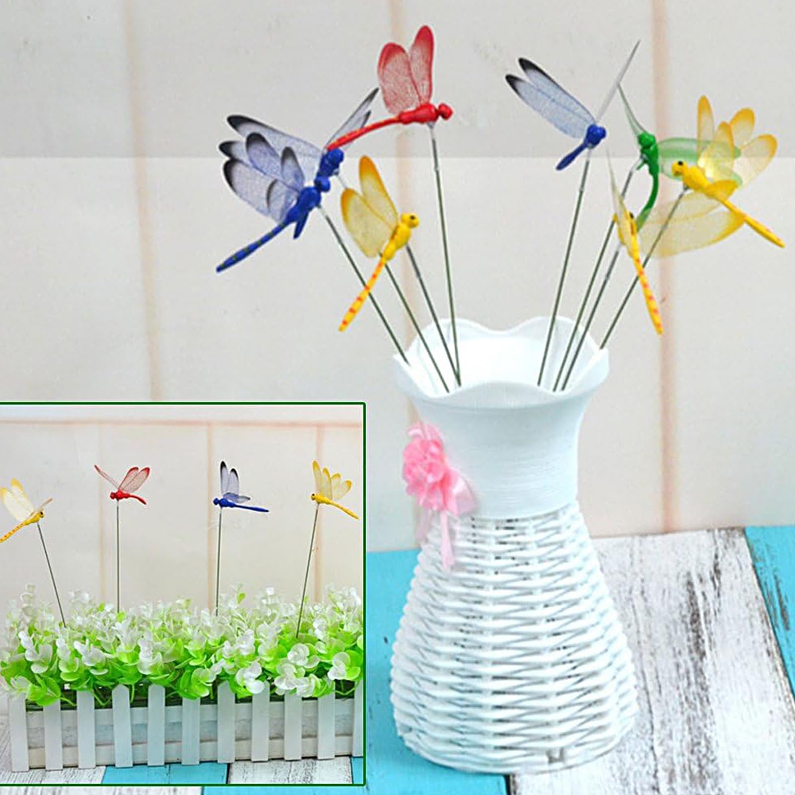 24 Pieces 3D Dragonfly Garden Decor Dragon Fly Garden Stakes Dragonflies Gard…