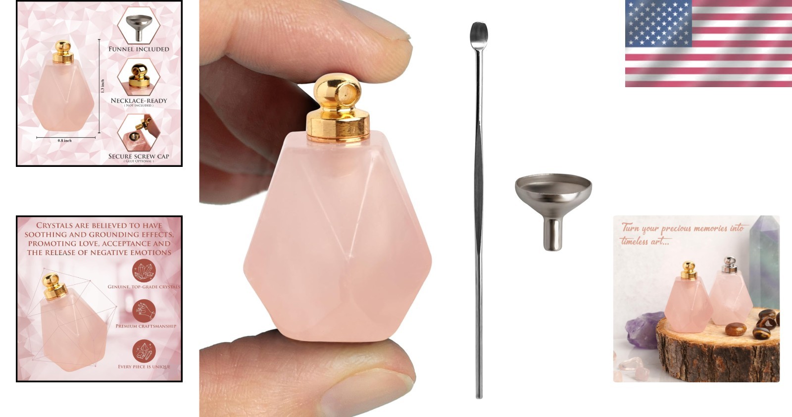 Personalized Crystal Keepsake Urn – Memorial Ashes Pendant, Includes Tools