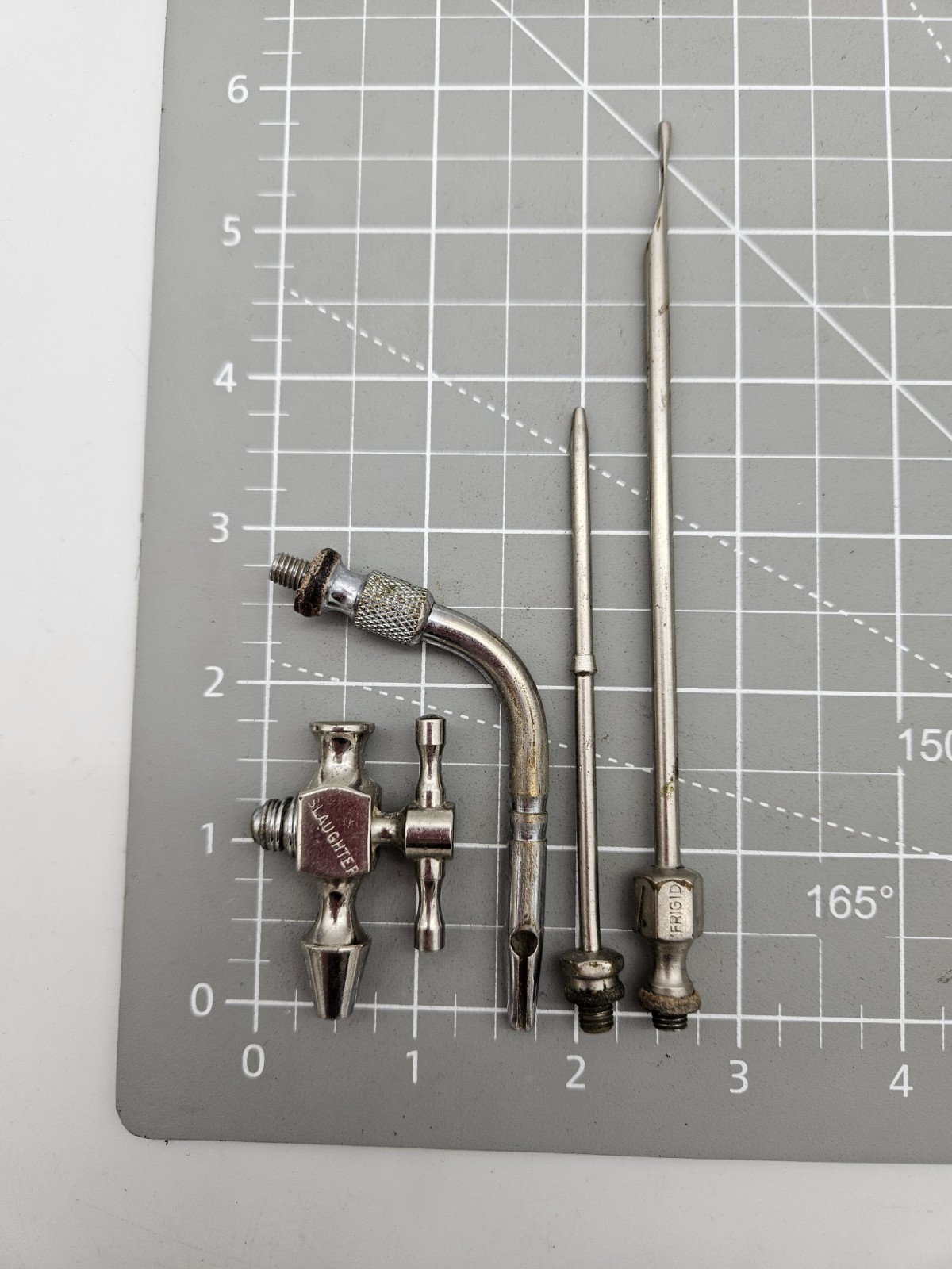 Vintage Embalming Mortuary Death Tool Curved Arterial Cannula Two Mortician