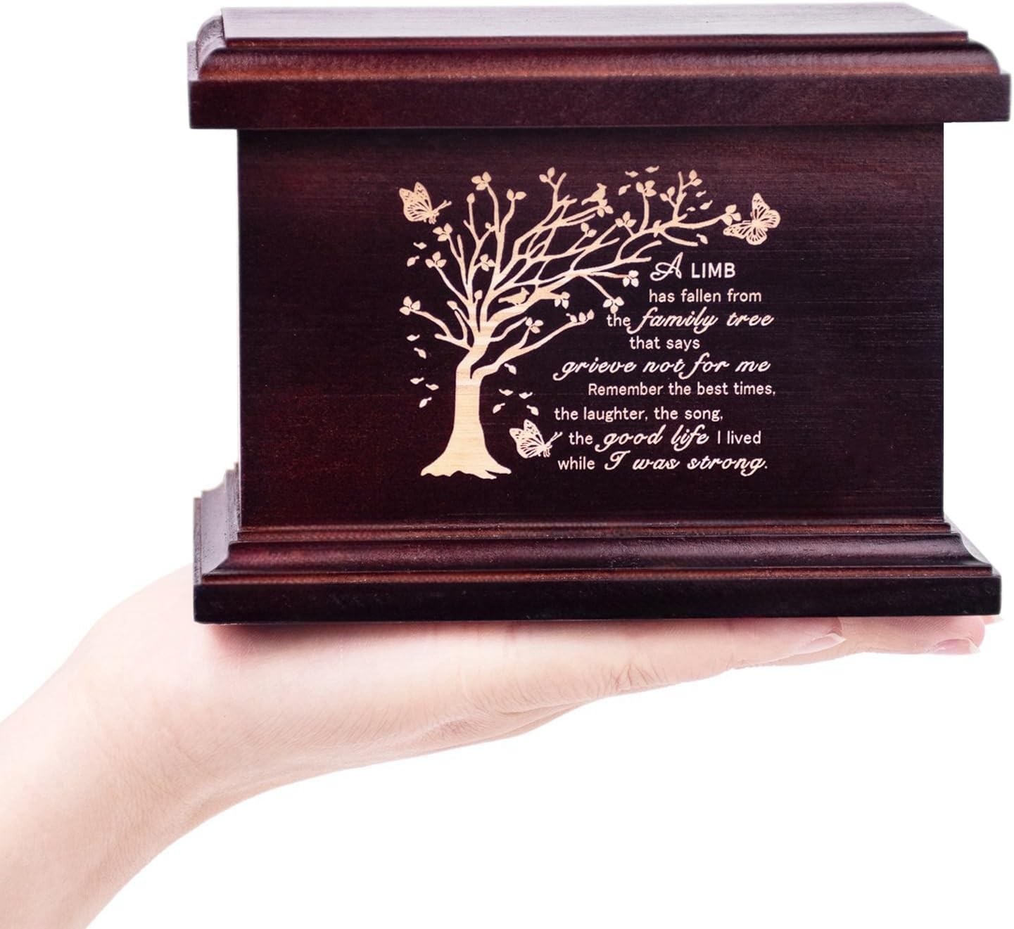 6 Inch Small Wooden Urn for Human Ashes – Keepsake Urn for Men & Women, Funeral