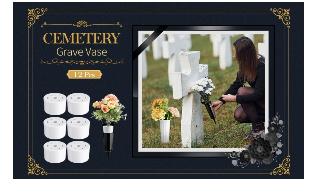 6 Pcs Cemetery Grave Vase Inserts Plastic Flowers Holder Bracket with 7 Hole…