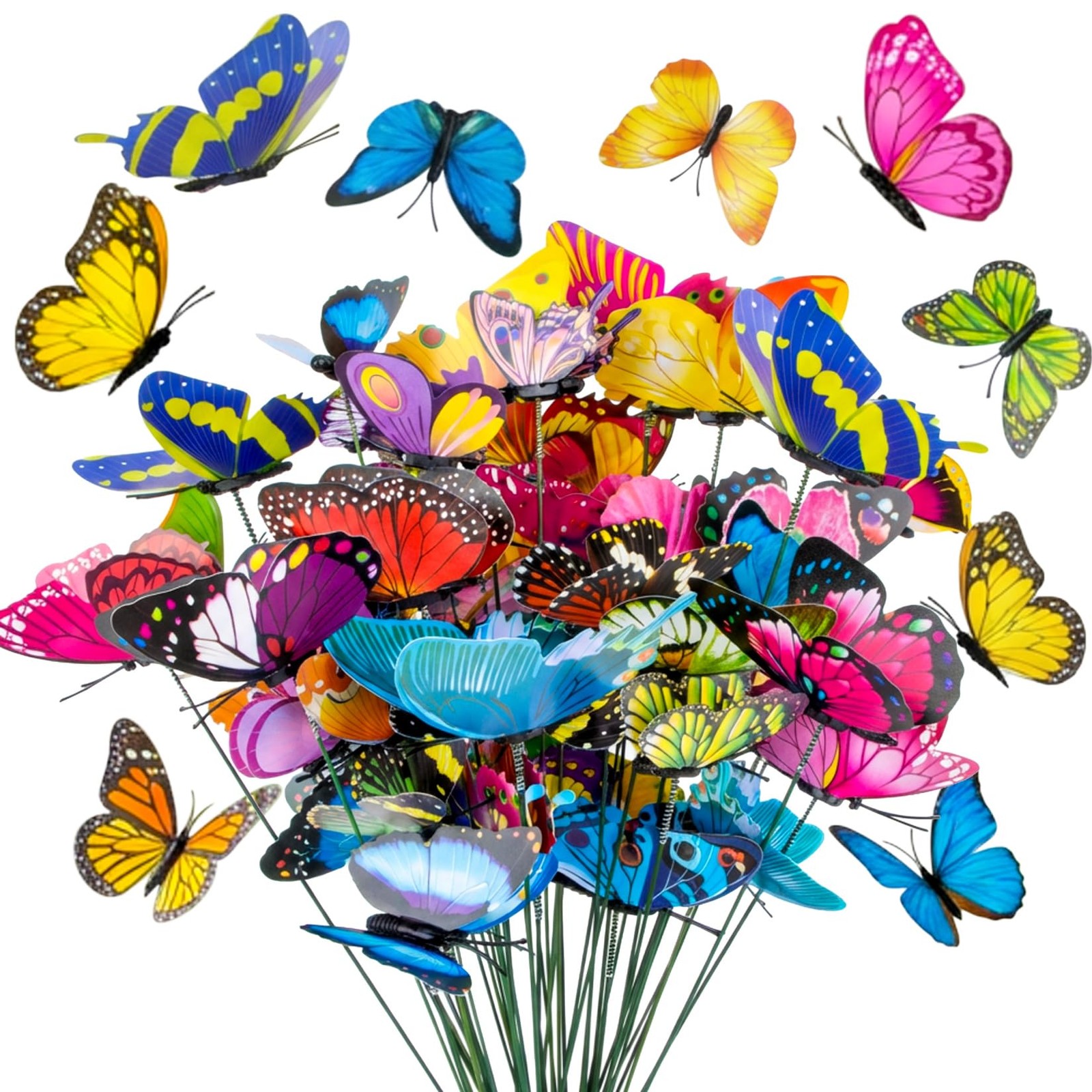 50PCS Butterfly Decorations for Bouquets, Gardens, Pots, and Parties