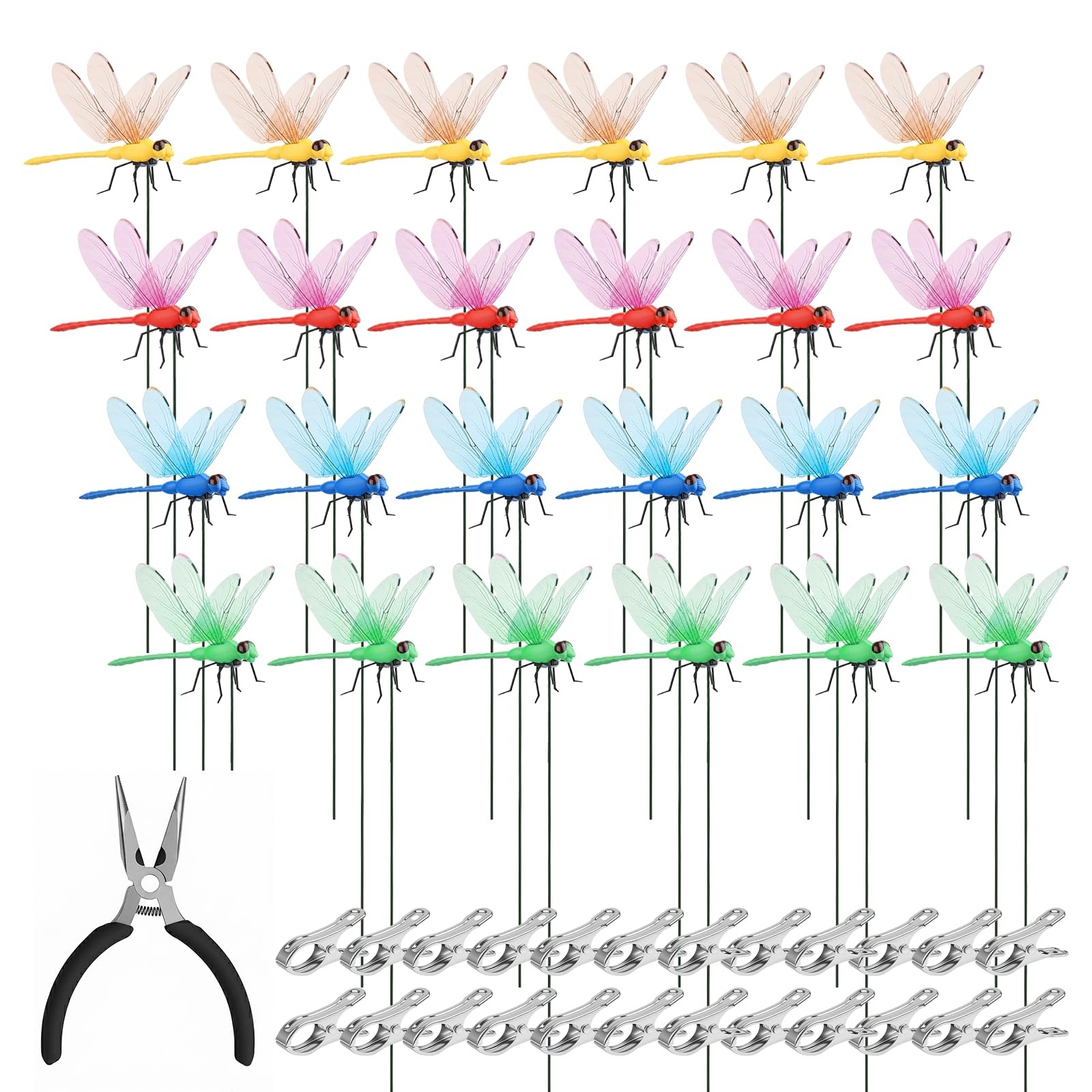 16 pcs Large Dragon Fly Clips for Bugs Repellent Dragonfly to Keep Away Garde…