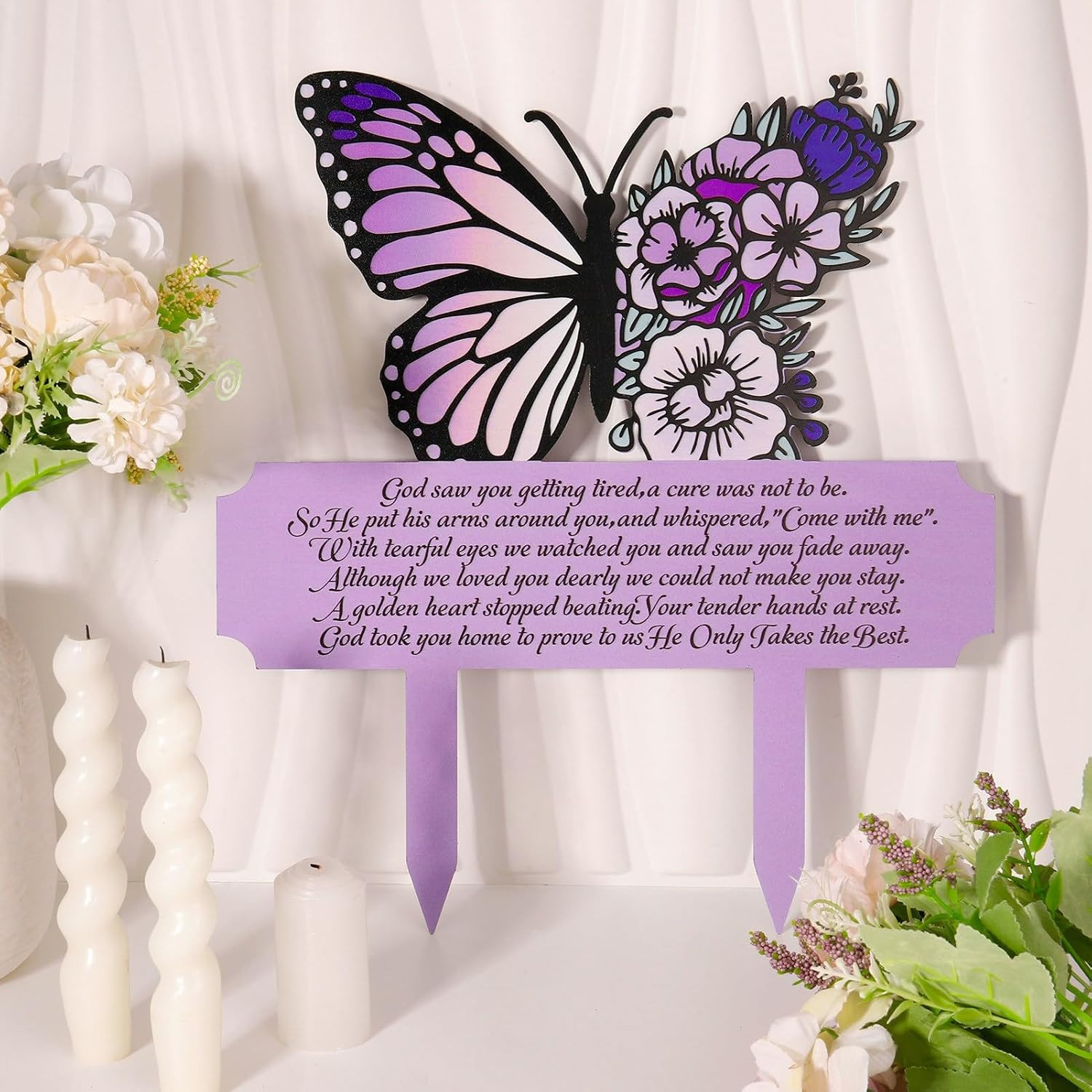 Memorial Stakes Grave Decorations Butterfly Memorial Grave Markers Waterproof Re