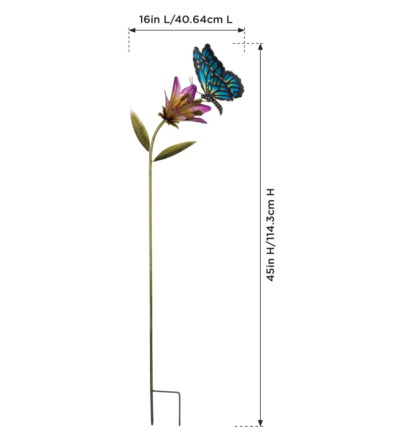 Butterfly Flower Metal Garden Stake Handcrafted Outdoor Decor for Lawn & Patio