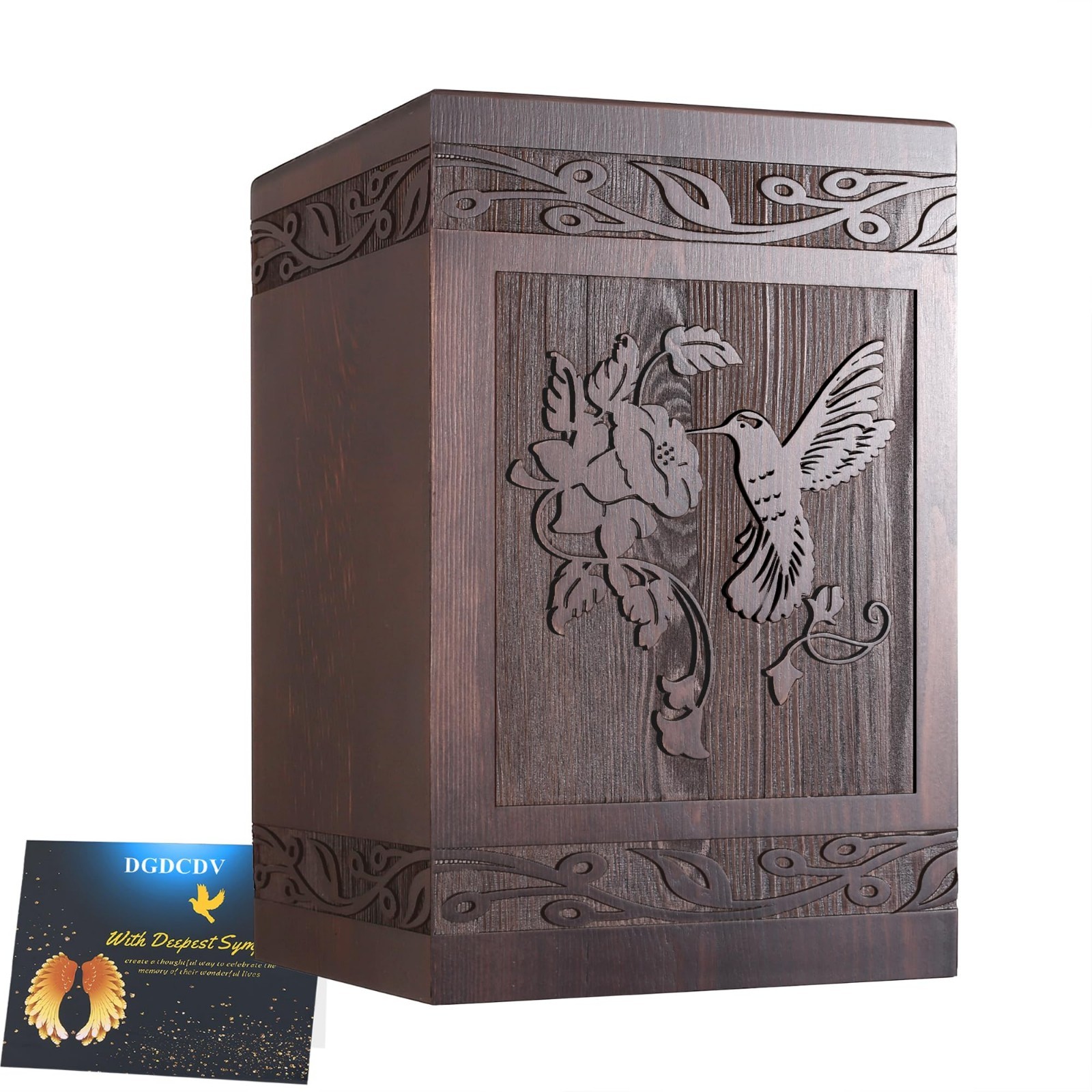Wooden Carved Cremation Urns for Human Ashes – Adult & Pet Memorial Urn Box