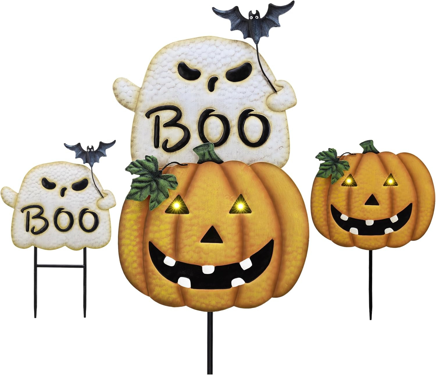 Metal Halloween Yard Stakes, Halloween Decorations for Outdoor with Ghost Pumpki