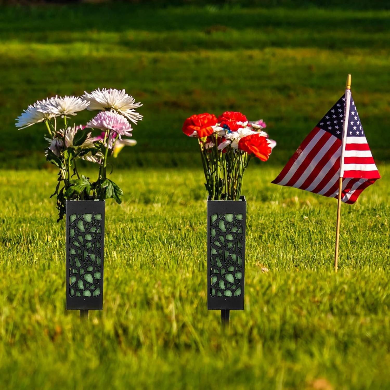 12 Pack 12 Inch Cemetery Vases with Foam Spikes Memorial Cemetery Floral Holder