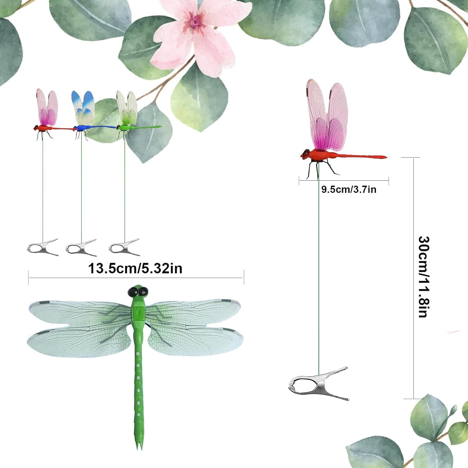 PYSUG 12 Pcs Dragonfly Clips, Colorful Dragonfly Clip,Realistic Fake Dragonfl…