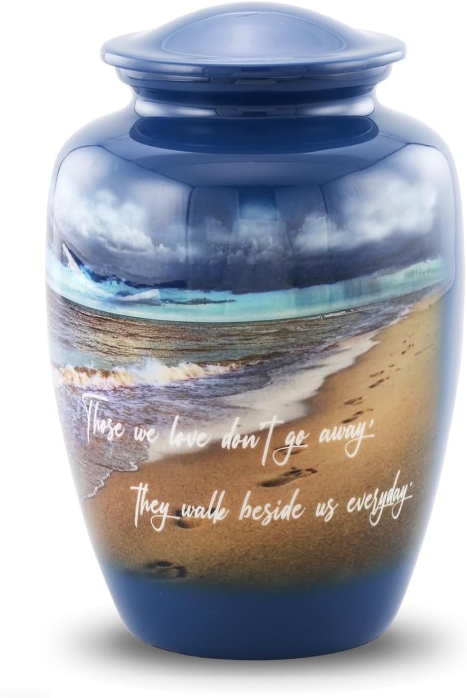 Footprints Urn for Human Ashes – Decorative Funeral Urn for Adults, Ocean Blue B