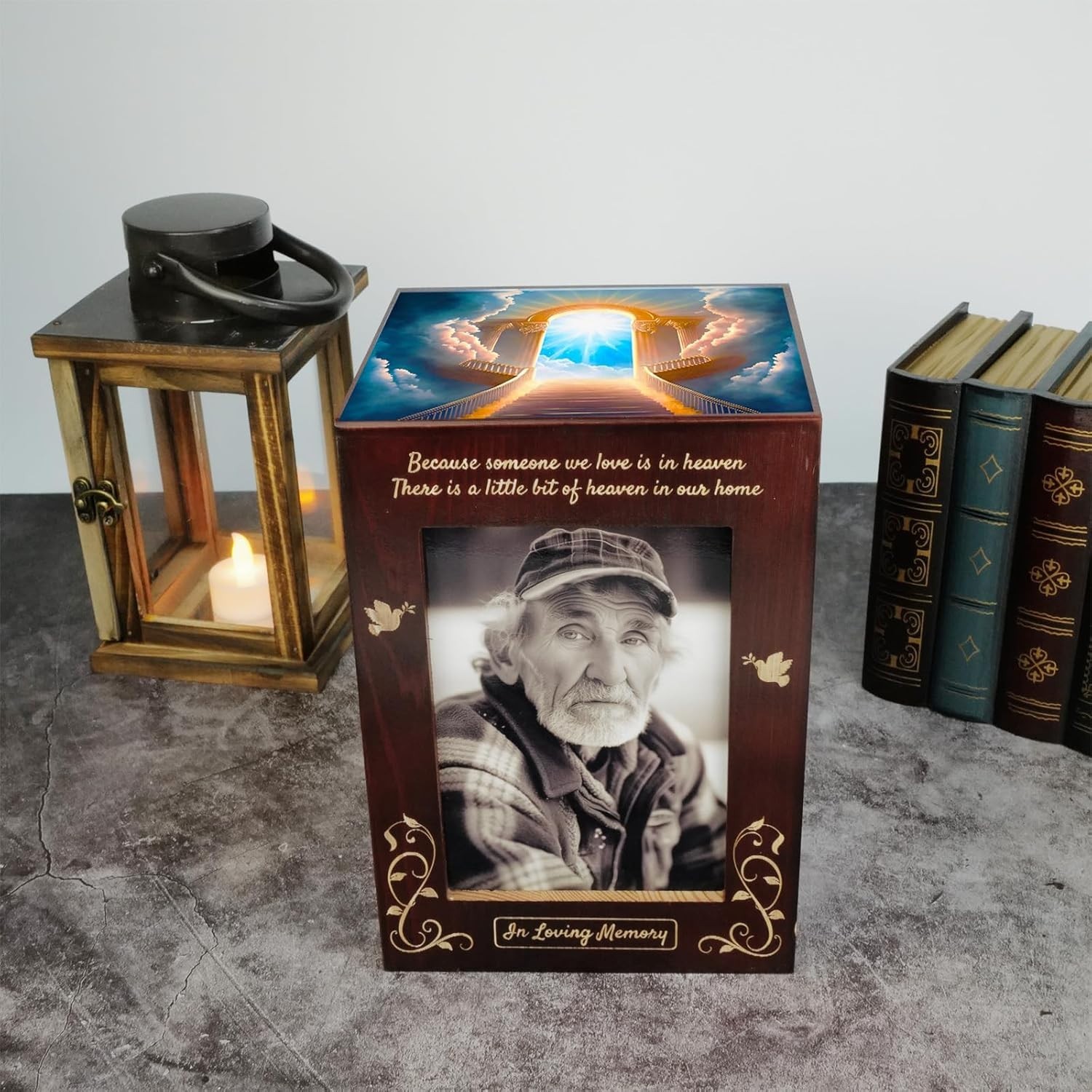 Urna Funeraria De Madera Con Porta Retrato Para Cenizas Adulto Cofre Memorial