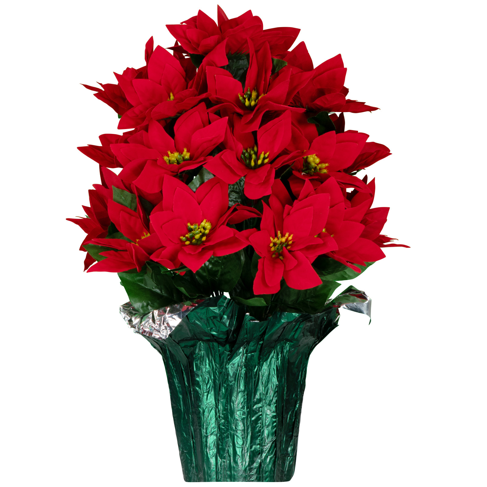 Artificial Red Poinsettia Weighted Pot