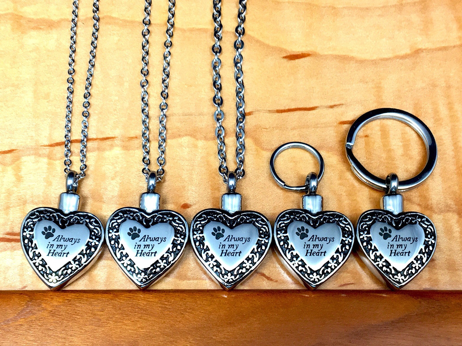 Keyring Urn .5″ Key Chain Pet Cremation Pendant Dog Cat Ash Always in my Heart