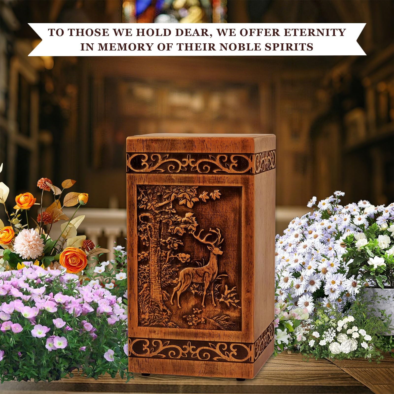Wooden Urn for Ashes Adult Female,Decorative Burial Funeral Memorial Urn, Bur…