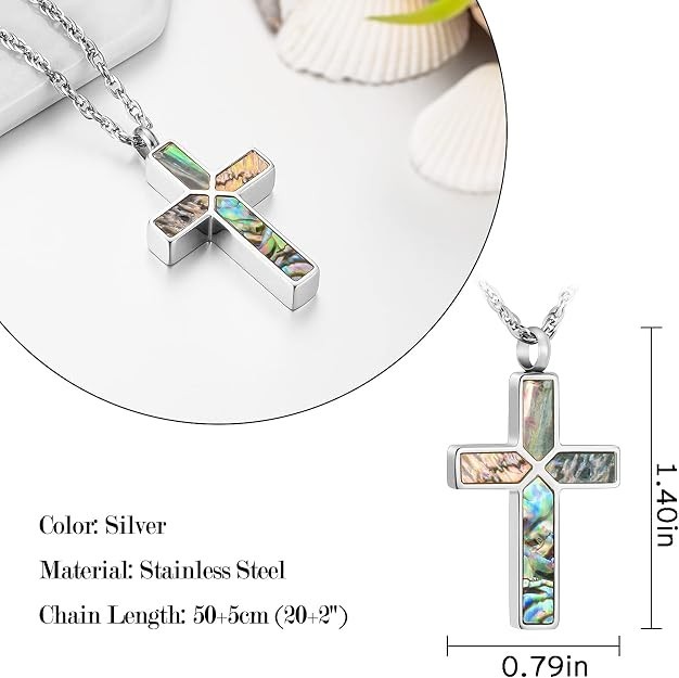 Cross Cremation Jewelry for Human Ashes Stainless Steel Urn Necklace for Ashes M