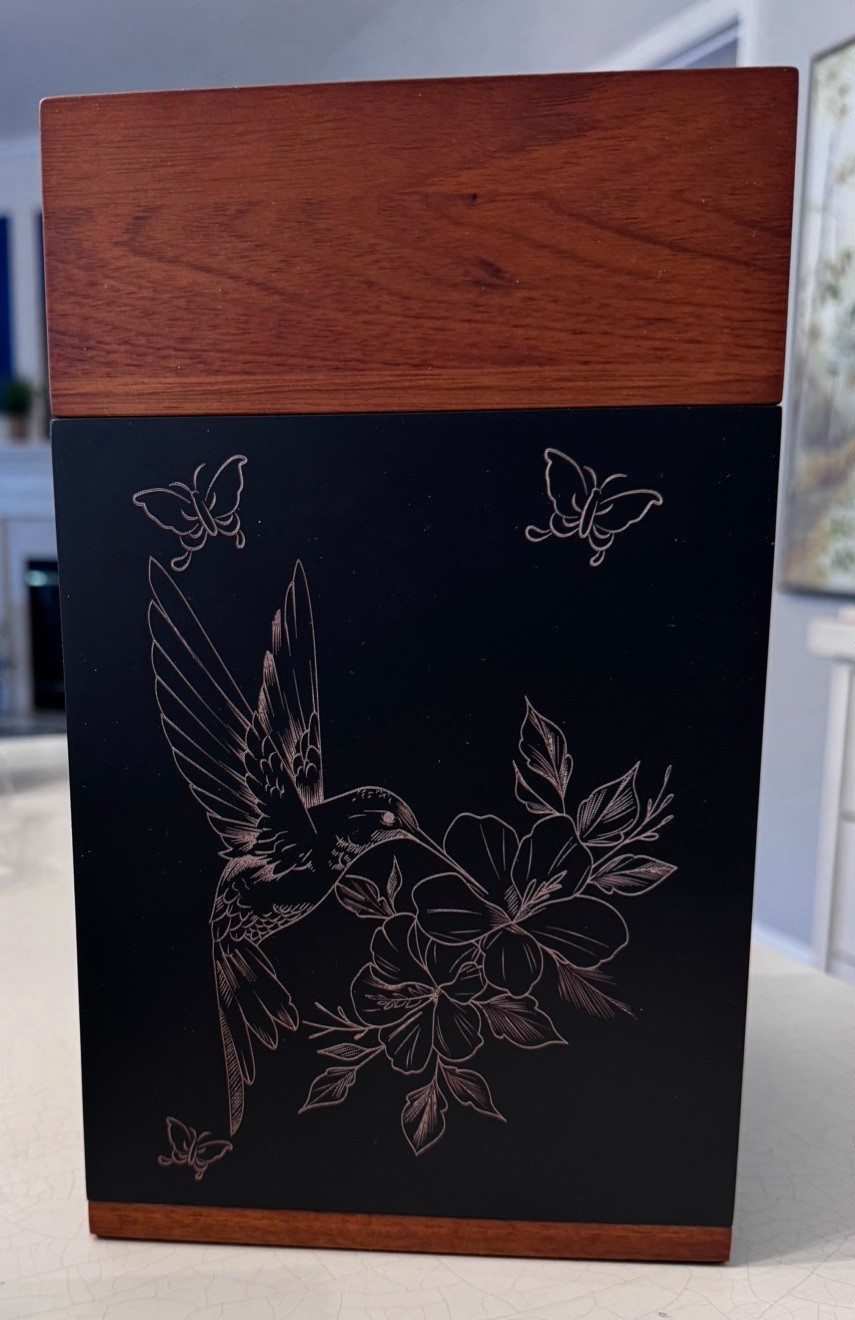 Black Walnut Hummingbird Urn for Cremation Ash Elegant Memorial Urn 2 Keepsakes