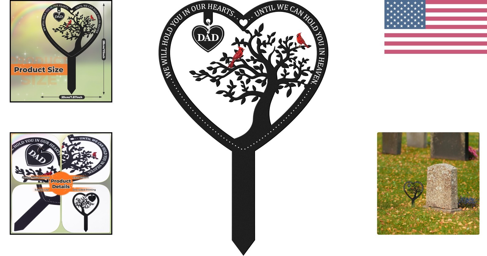 Meaningful Dad Memorial Stake – Weather-Resistant Grave Decoration with Cardinal