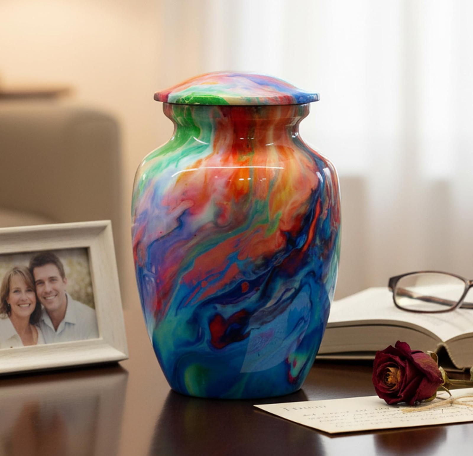 Cremation Urn Medium Size 40 Cu In Wave Multicolor 6″ H x 4″ W – Memorial