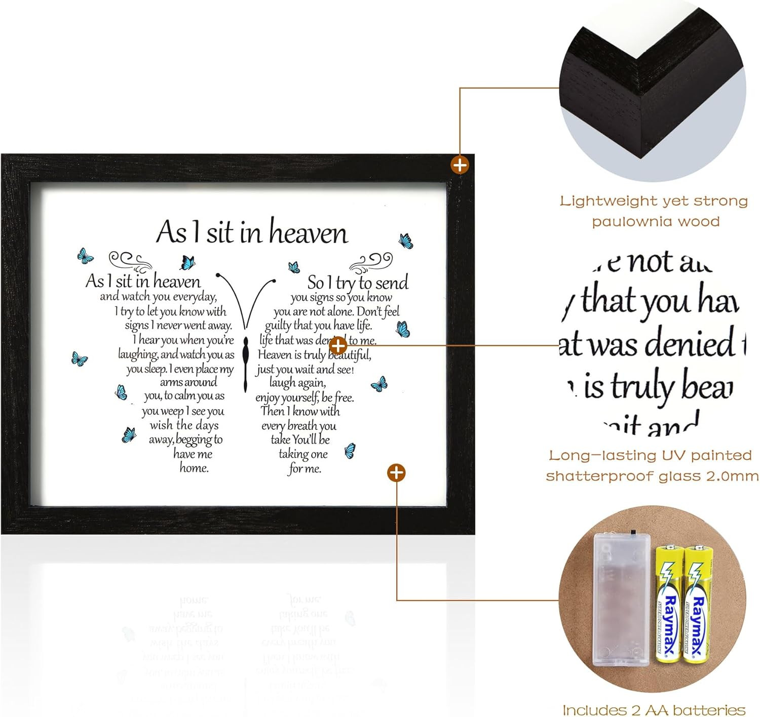 Sympathy Gift LED Memorial Shadow Box 8×10 Memorial Gifts for Loss of Loved One