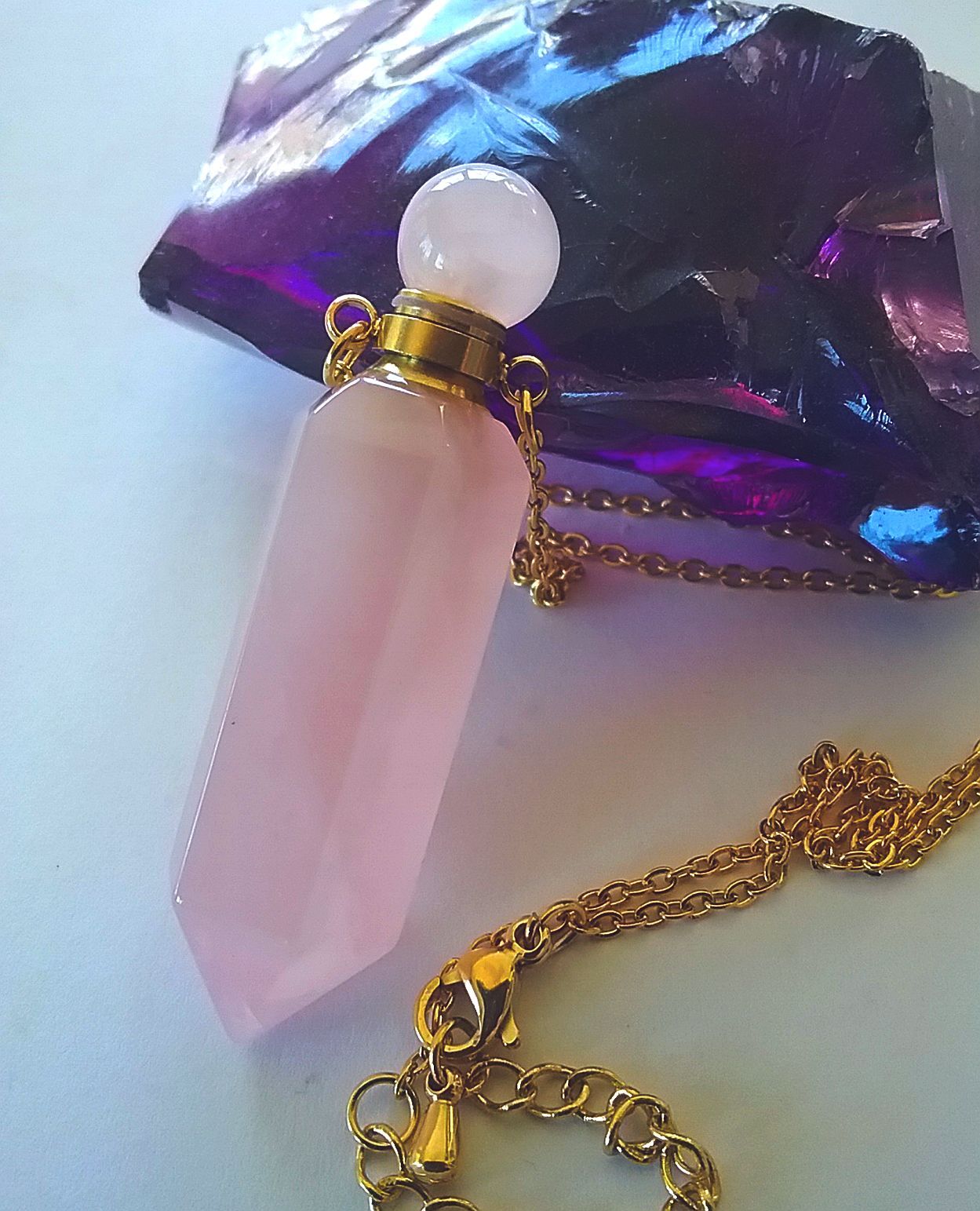 CRYSTAL URN Necklace, Large ROSE QUARTZ Urn Necklace, Pink Cremation Urn