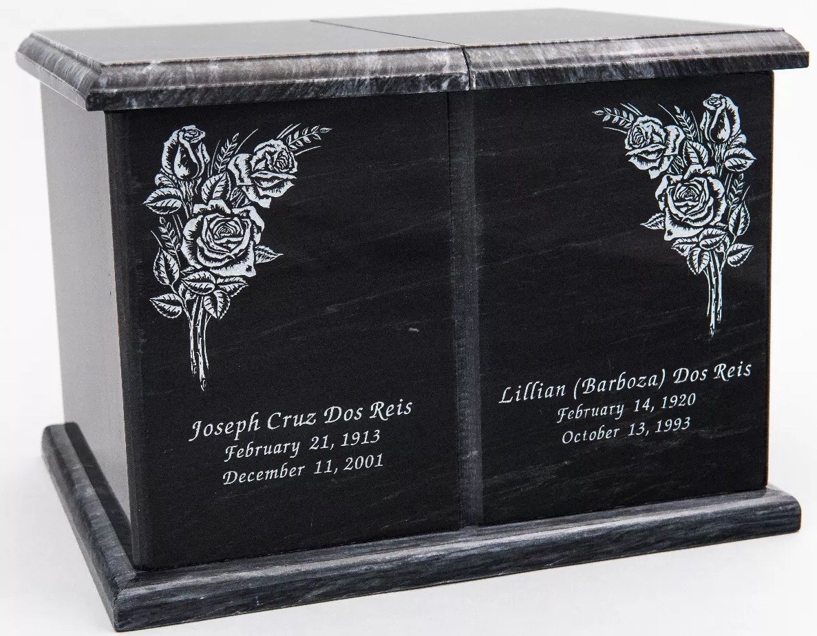 Extra Large 420 Cubic Inches Black Natural Marble Companion Cremation Urn