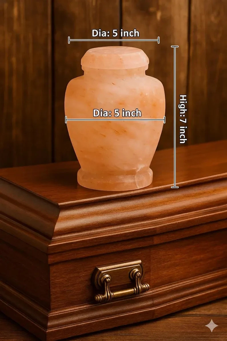 Himalayan Salt Biodegradable Urn, Extra Small Pet Child Cremation 5×7
