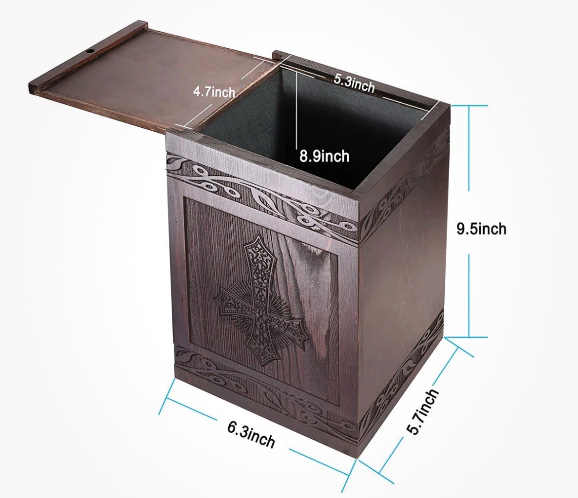 Cremation Urns for Human Ashes Adult Male Female, Wooden Carved Cross Urns Box a