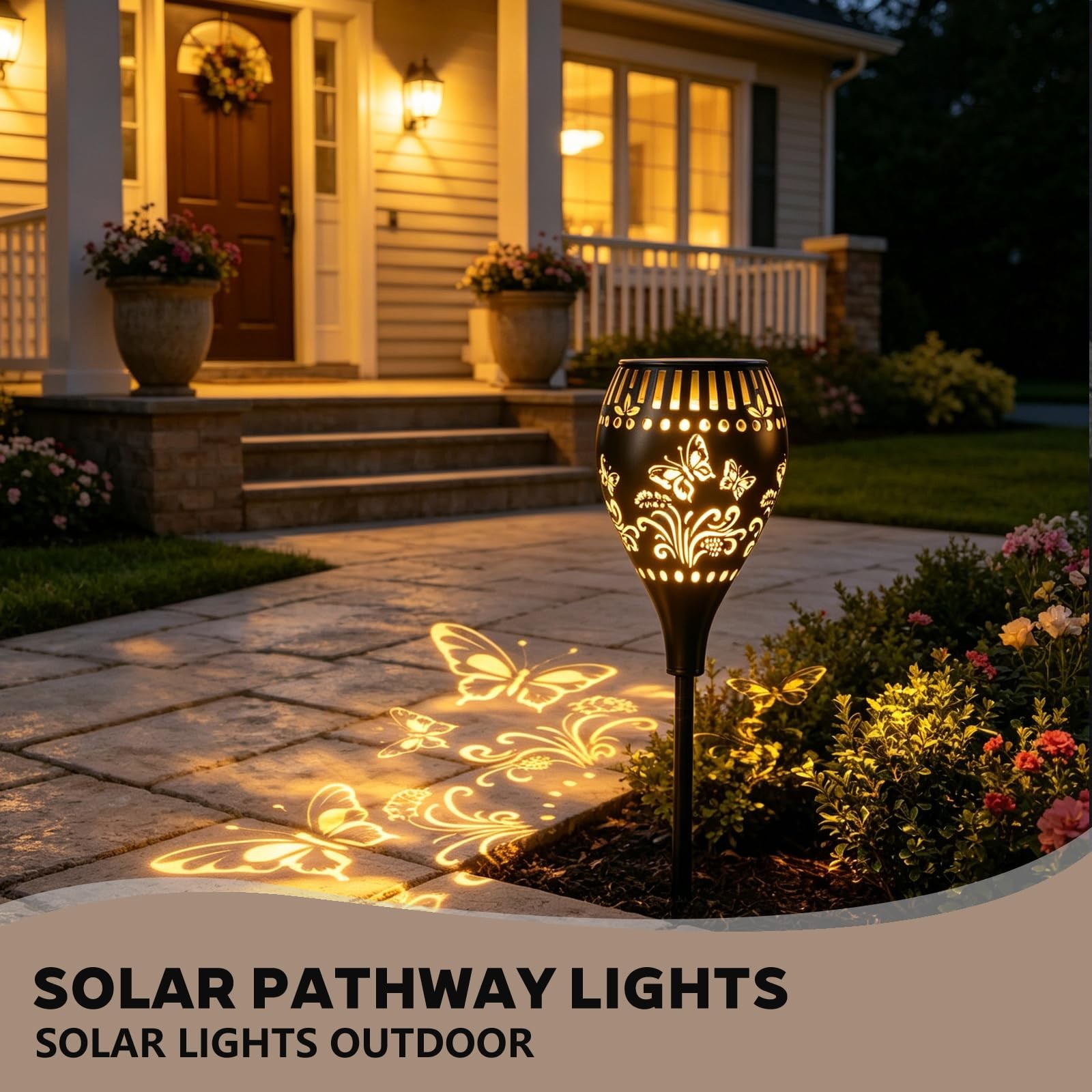 Butterfly Solar Garden Stake Lights Waterproof – 21 inch Metal Solar Garden L…