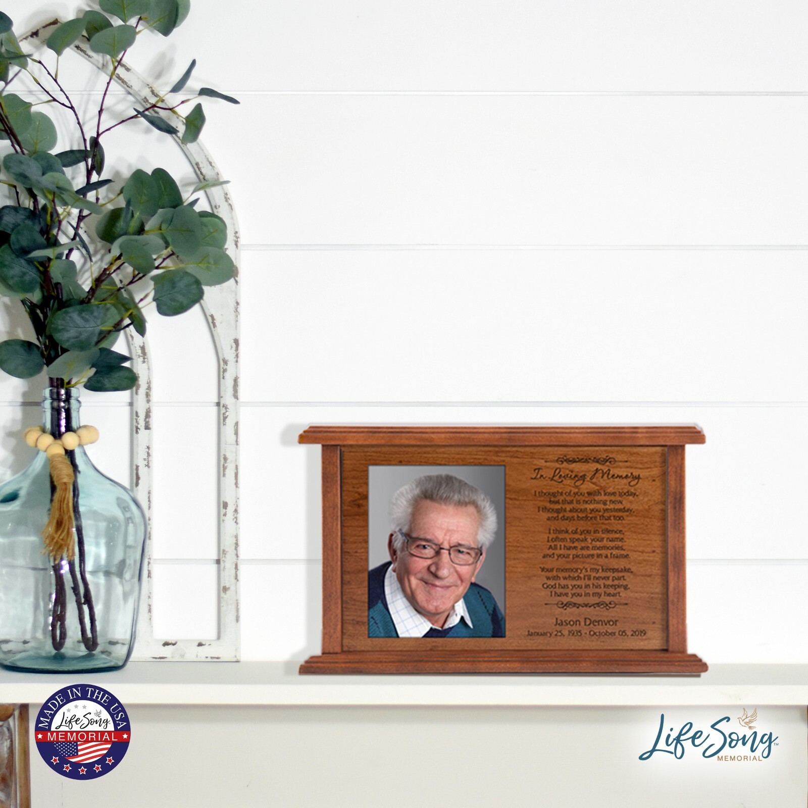 Custom Wooden Cremation Urn Box for Human Ashes 10.5×7.75in – In Loving Memory