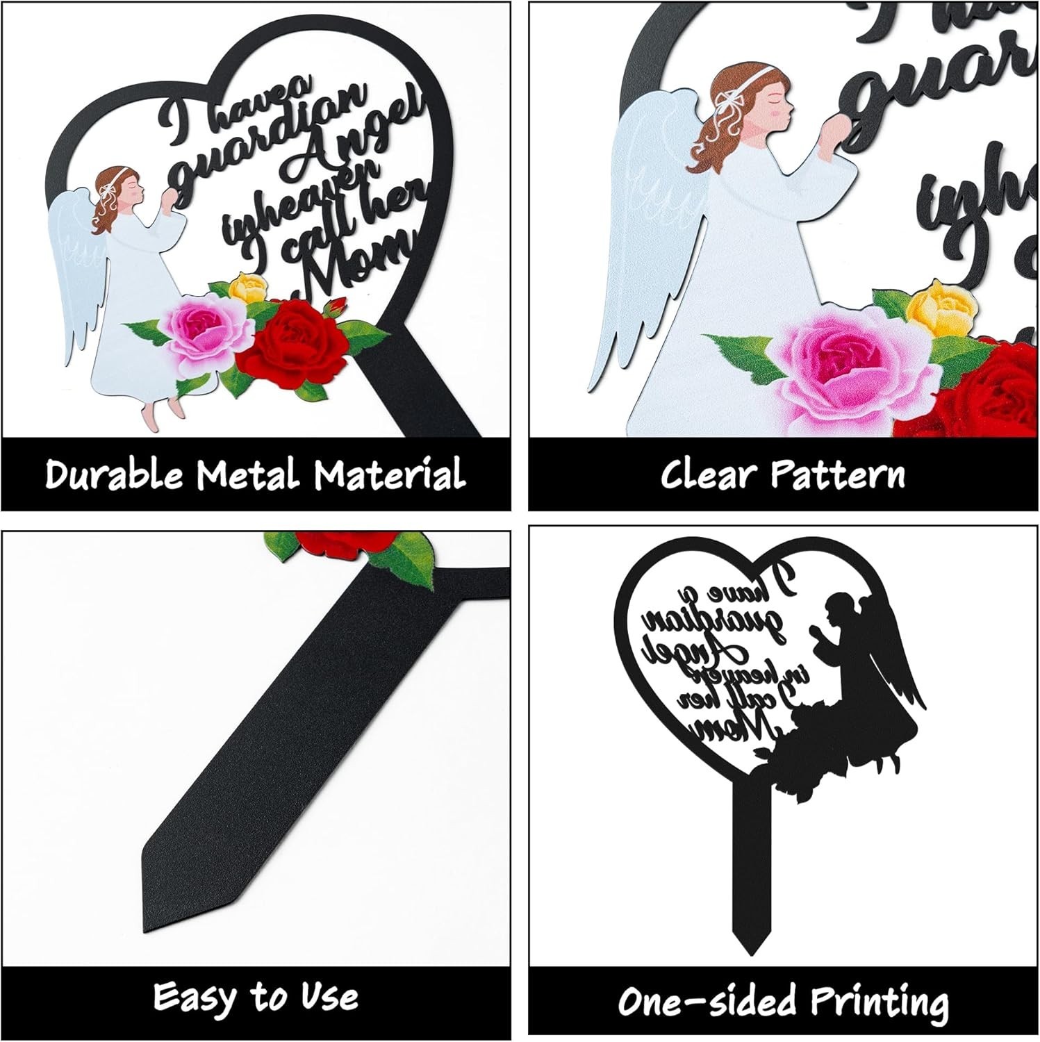 Elegant Black Angel Mom Grave Marker – Easy Installation & Lasting Tribute