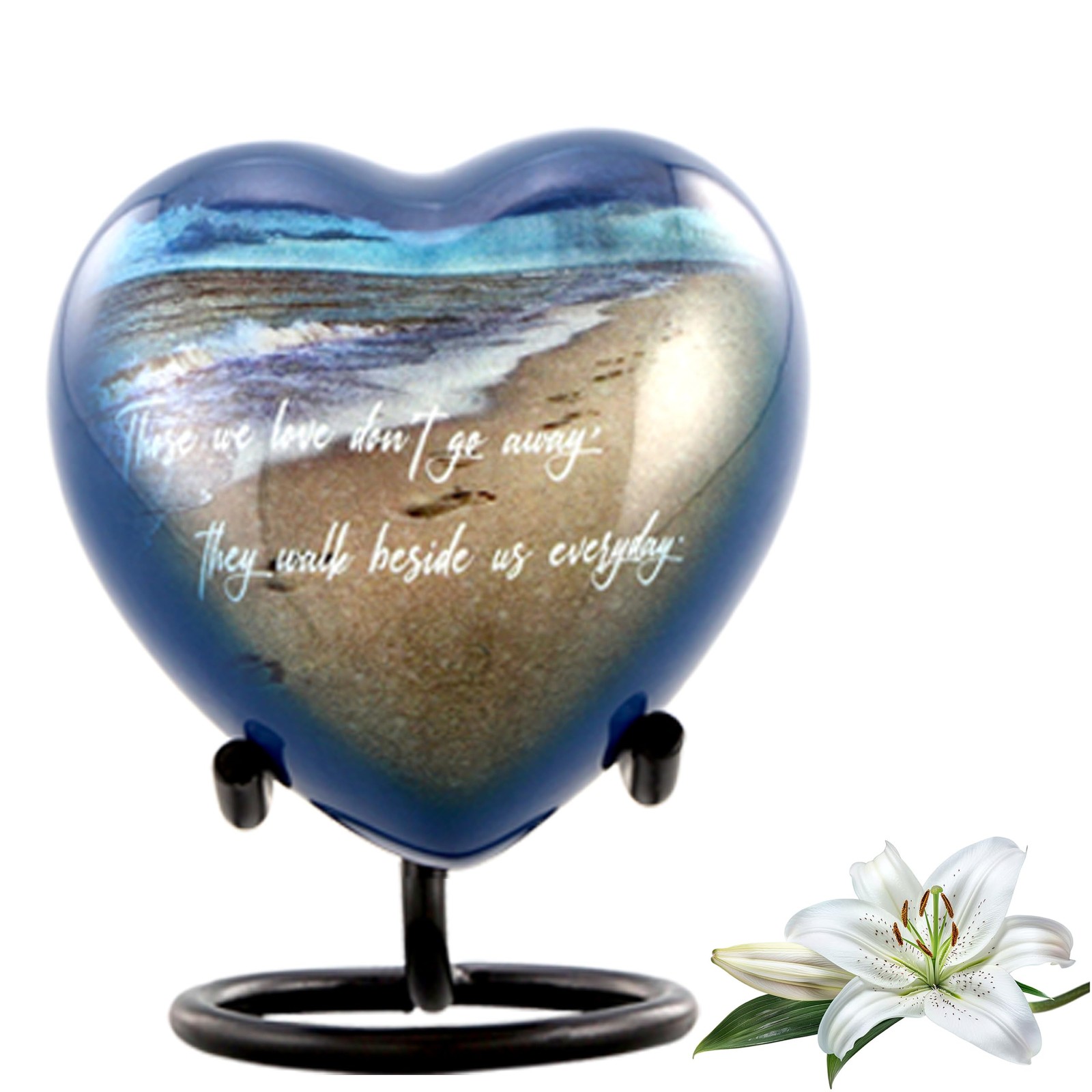 Footprints Heart Keepsake Urn 2.9″x2.7″x1.6″ – Holds 3 Cubic Inches of Ashes