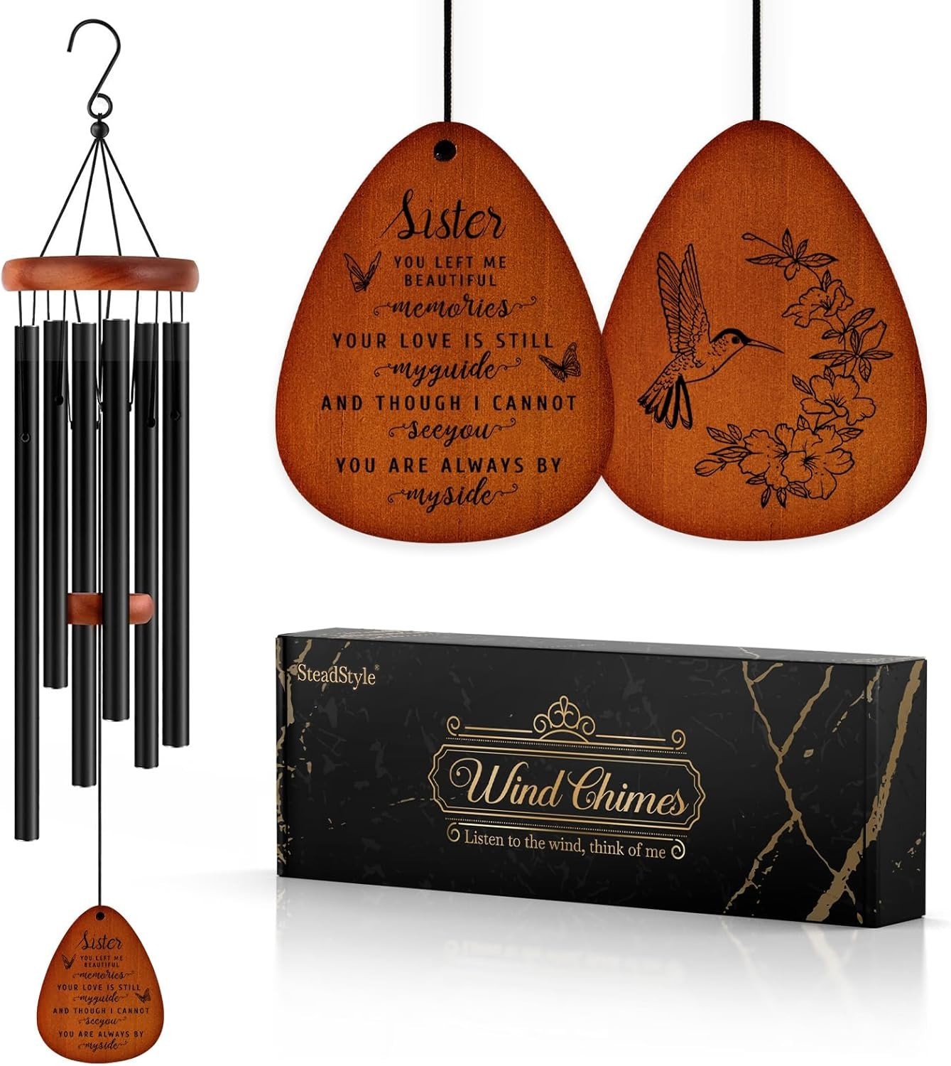 Rustproof Aluminum Memorial Wind Chimes – Thoughtful Sympathy Gift for Sister