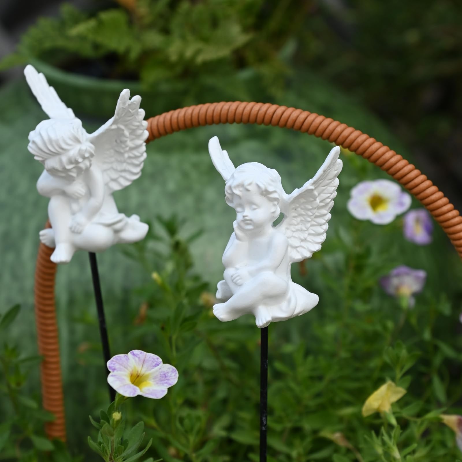 Decorative Garden Stakes Set Angel & Cherub Ornaments for Memorials and