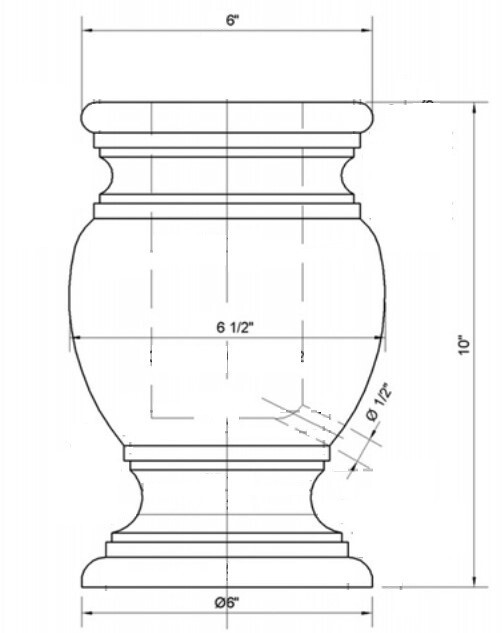Cemetery Memorial Granite Round Vase Black 6.5″ x 10″ polished